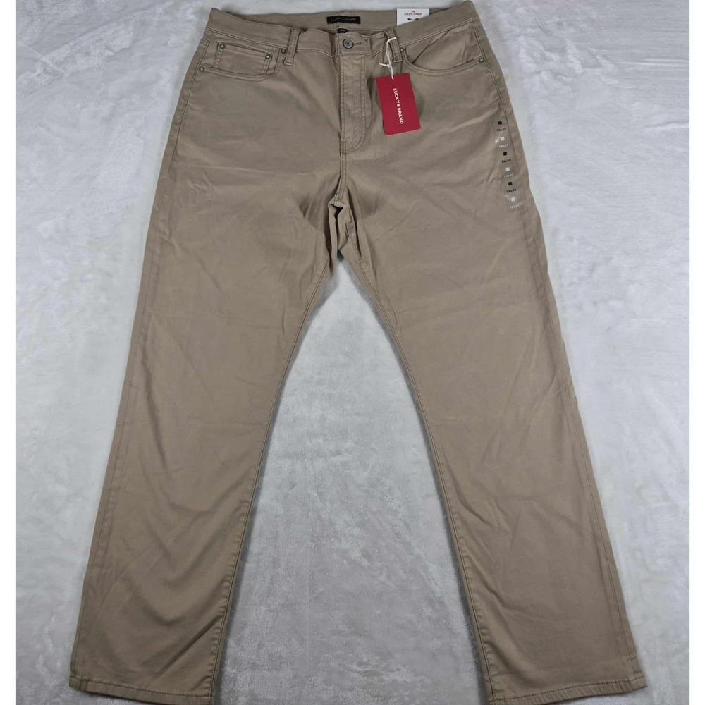 Lucky Brand 410 Athletic Straight Pants Men's 38x32 Beige Casual Comfort NWT